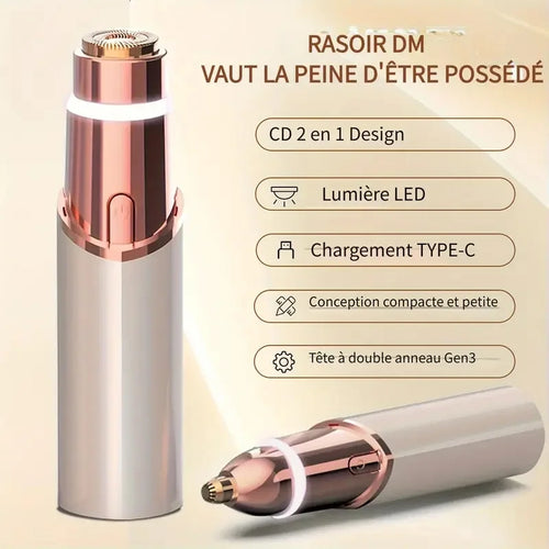 2-in-1 Facial and Eyebrow Trimmer, USB Charging Hair Removal Device, Women's Lipstick Shaver, Suitable for Face, Lips, and Body