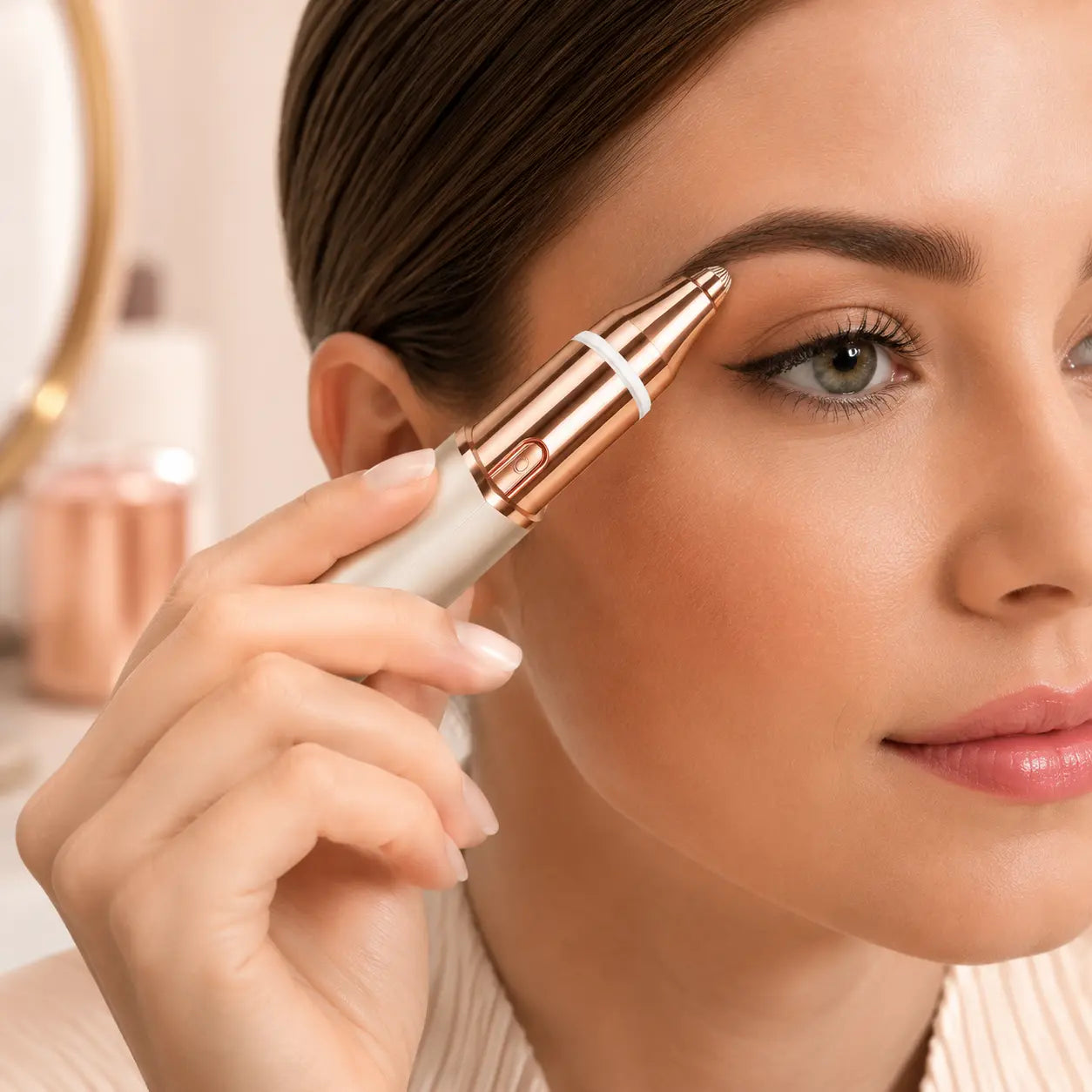 Woman shaping her eyebrow with the Winneri precision head